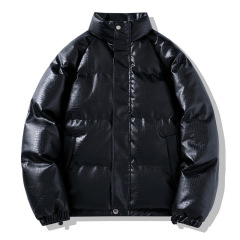 冬季加厚PU皮棉服男生潮流百搭棉衣外套潮牌宽松面包服休闲棉袄男