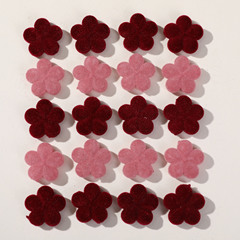 初冬新款酒紅絲絨植絨小花花朵配飾diy耳飾頭飾髮飾髮夾材料批發