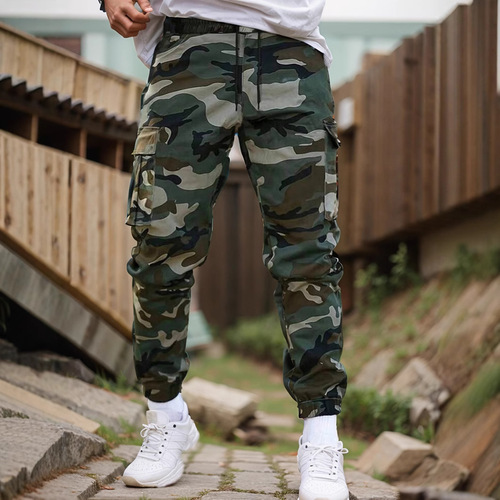 【Size】2025 Camouflage Work Pants for Spring and Autumn Men's Tied-In Ankle Trendy Casual Pants