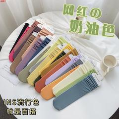 Summer thin mid-calf socks for women—Instagram-worthy, trendy, solid-color velvet and ice-silk puffy socks perfect for spring and summer.