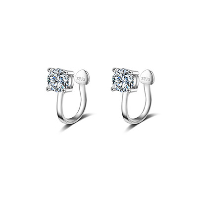 Clips para Orejas sin Perforación para Mujer, Sin Necesidad de Perforar, Pendientes de Plata con Incrustaciones de Diamantes, Joyería Moderna 2025