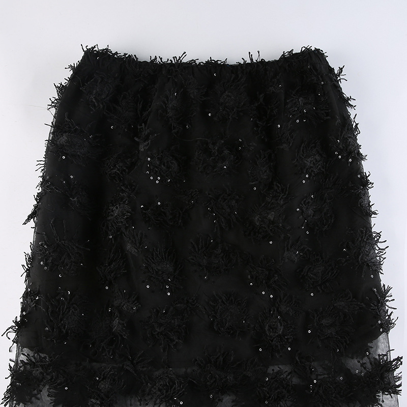 Song Zhiya same style single is hell sexy black chain suspender jumpsuit design high waist skirt women NSSSN118928