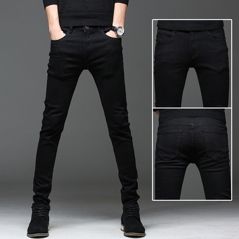 Spring jeans, men's spring autumn pants, elastic trend, slim fit, and small leg pants paragraph_voghion.com