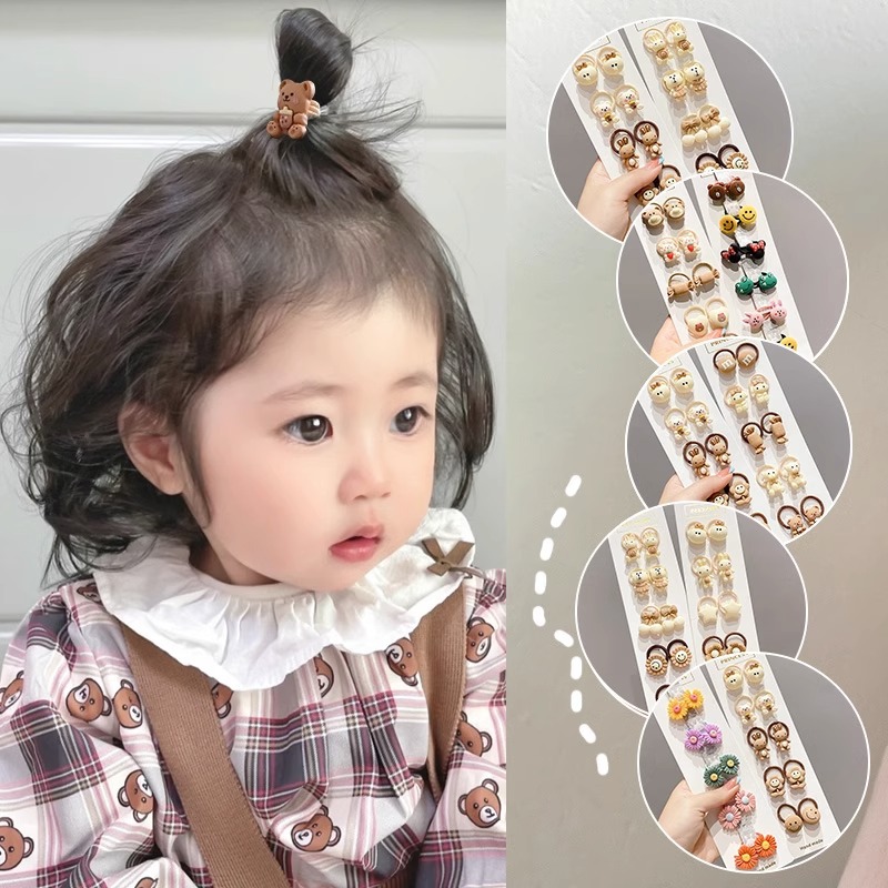 Los niños de dibujos animados oso banda de goma banda de pelo no duele el Pelo elástico bebé lazo banda de pelo de tamaño pequeño cuerda de pelo femenino