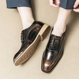 四季新款低帮系带个性擦色休闲皮鞋男士复古英伦风leather shoes