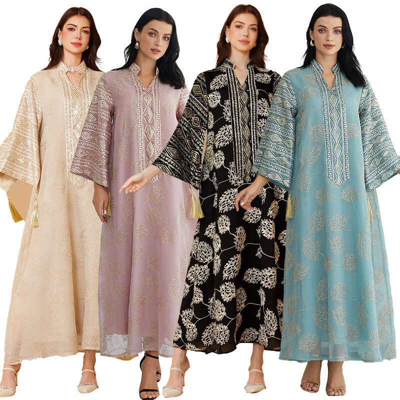 Popular Cross-Border Middle Eastern Abaya Long Skirt Muslim Women's Mesh Sequin Dress Abaya Dress Abaya Popular Cross-Border Middle Eastern Abaya Long Skirt Muslim Women's Mesh Sequin Dress Abaya Dress Abaya