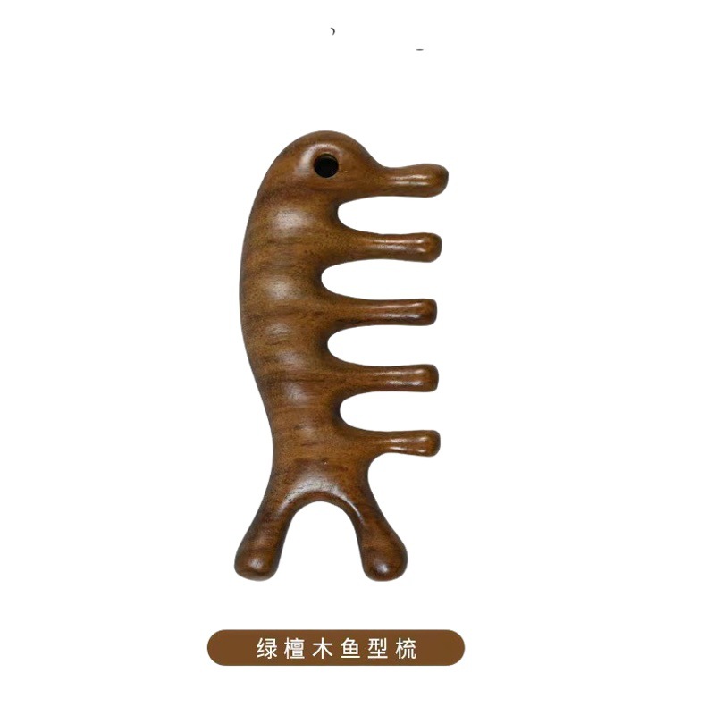 Estilo chino de madera de sándalo verde peine de madera meridiano masaje peine artesanía antigua hogar de madera peine ancho grande peine de dientes al por mayor