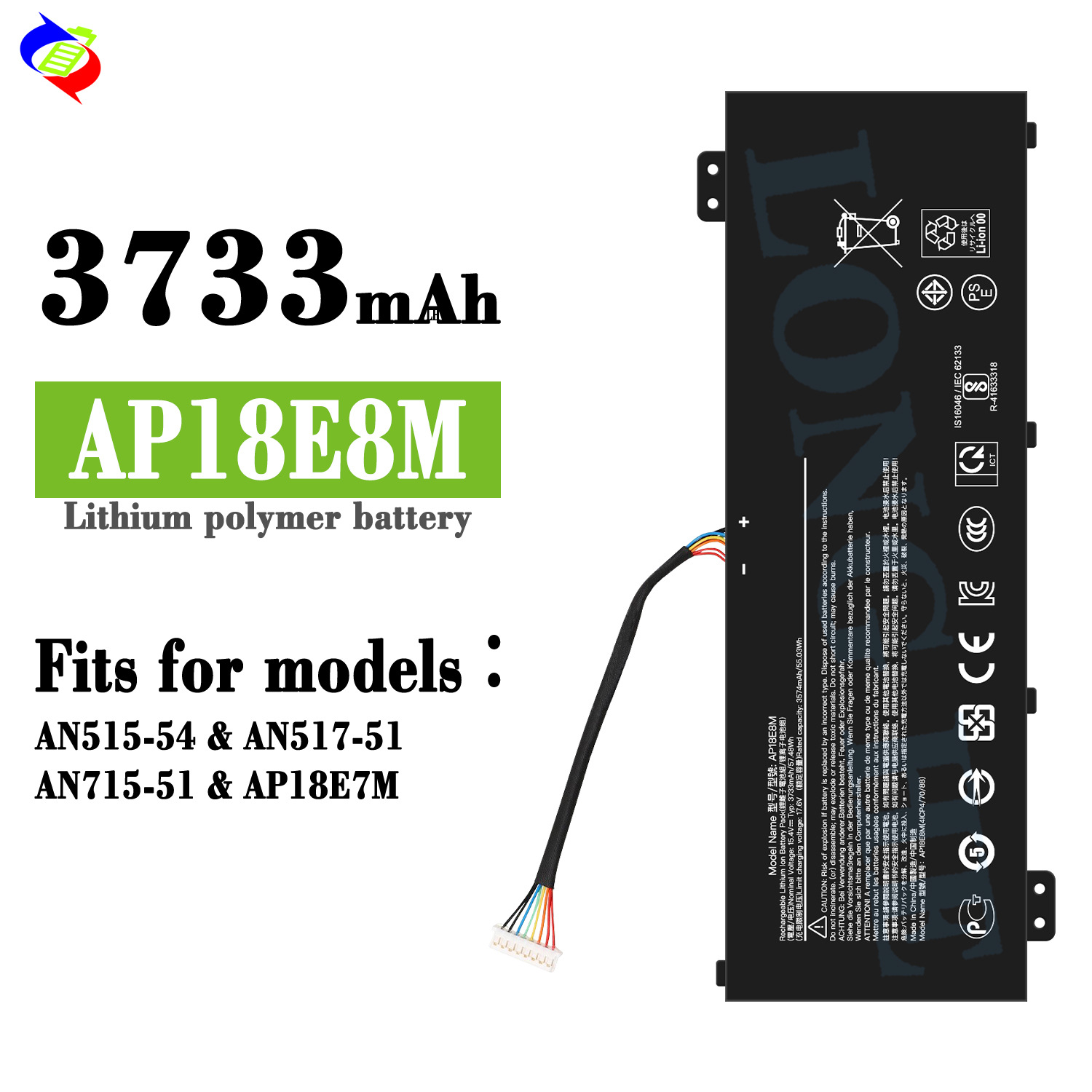 适用于宏基AP18E8M笔记本电池AN515-54/AN715-51/AP18E7M工厂批发