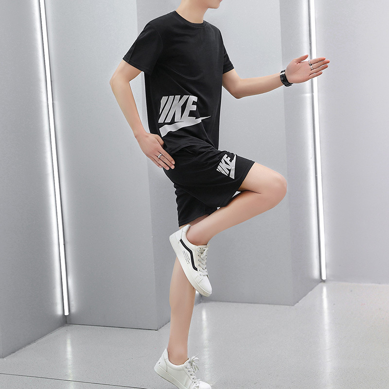 Camiseta de verano de manga corta, traje deportivo casual, pantalones cortos sueltos de dos piezas, ejercicio delgado, secado rápido