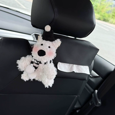 Paper Bag Female Cute, Car tissue box/set - right-black-hat-scarf-west-highland-left-black-bag