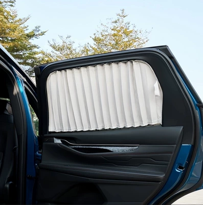Changhe Furuida M50/M50S Suede Car curtains - light-gray-suede-leaves-4-sides-rear-adhesive-double-track