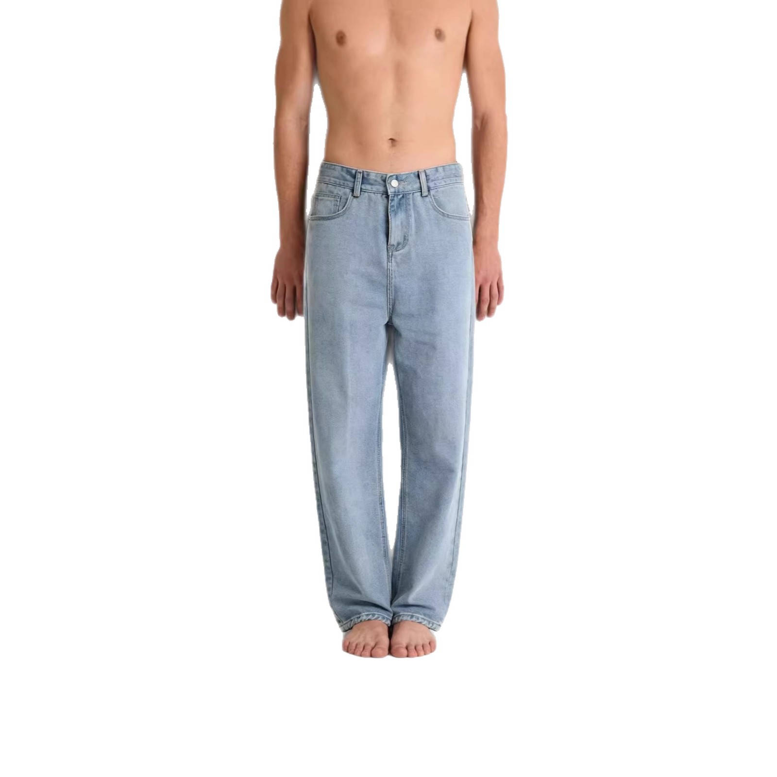 Men's Clothing Retro Style Jeans, High Street Wide Leg Loose Straight Leg With A Stylish Drape._mkmklike.com
