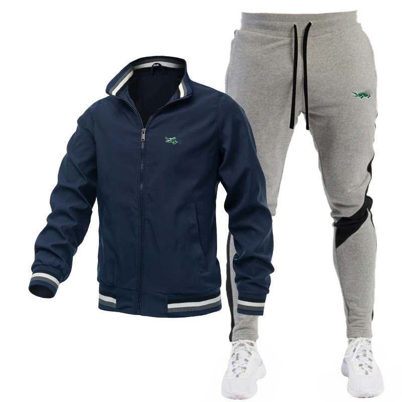 네이비 블루 + 그레이 팬츠