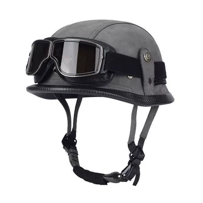 Steel Helmet, Retro Half Helmet, Motosiklet dəbilqələri - m55-56-grayretro-mirror
