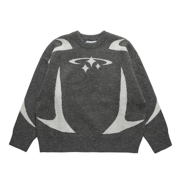 Elegant demi-season knitted sweater with a round collar