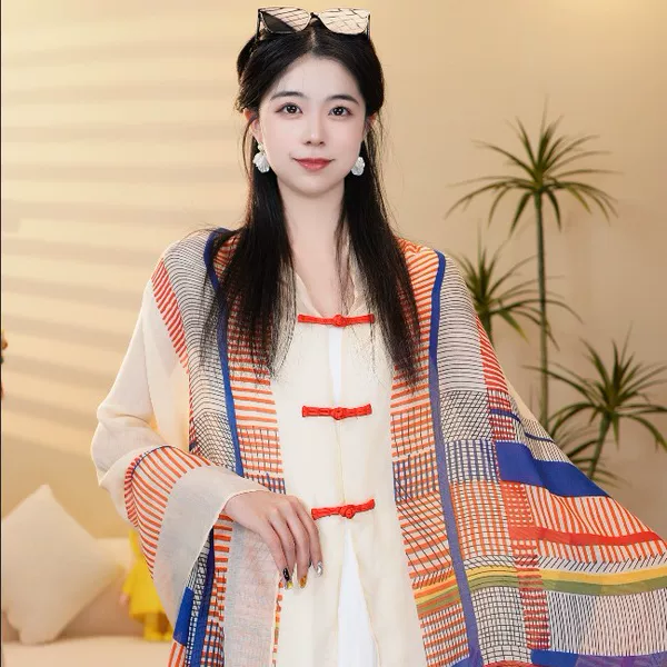 Ethnic Style Tassel Fashion Outerwear, Non-Fading Sun Protection Shawl, Spring and Autumn Thin Shawl