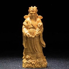 《财神爷》崖柏木雕财神像手把件实木雕刻中式家居办公室桌面装饰