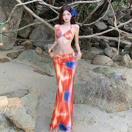 Bikini外单泳衣比基尼2023新款泳衣女士分体泳装泳衣三件套性感沙