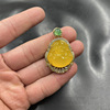 Agate stone inlay, yellow pendant, sweater