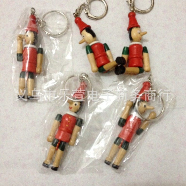 2023 long nose wooden keychain pendant cartoon painted animal puppet key ring 2023 long nose wooden keychain pendant cartoon painted animal puppet key ring