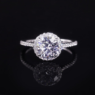 The big 1.5 karat cultivation diamond ring fashion does not fade s925 sterling silver round main stone wedding ring women's factory