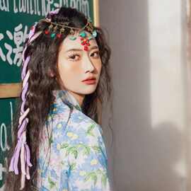 民族风异域风情流苏额饰女复古拍照古风眉心坠额头链波西米亚头饰