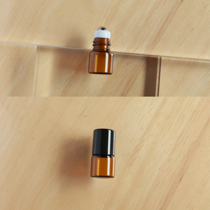 Botella roll-on para aceites esenciales cosméticos, botella marrón para aceites esenciales, botella transparente para reactivos, botella roll-on de vidrio, botella de perfume ámbar.