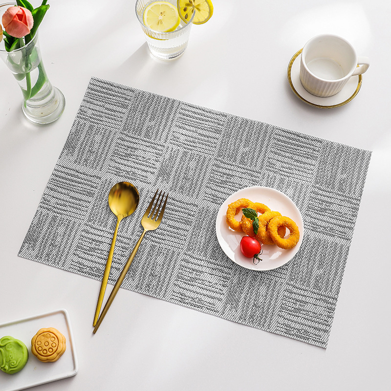 Nuevo transfronterizo Teslin placemat japonés placemat PVC jacquard Plaid impermeable aislamiento montaña estera de mesa lavable