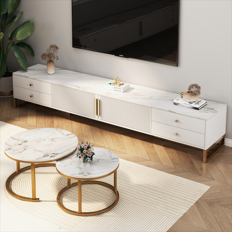 Gabinete de televisión sala de estar hogar piso pequeño tipo 2025 nuevo modelo moderno simple almacenamiento mesa de té gabinete de televisión combinación