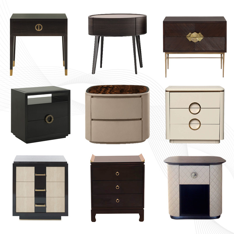 New Chinese Style Bedside Table Hotel Club Room Solid Wood Bedside Table Modern Simple Storage Cabinet Light Luxury Furniture