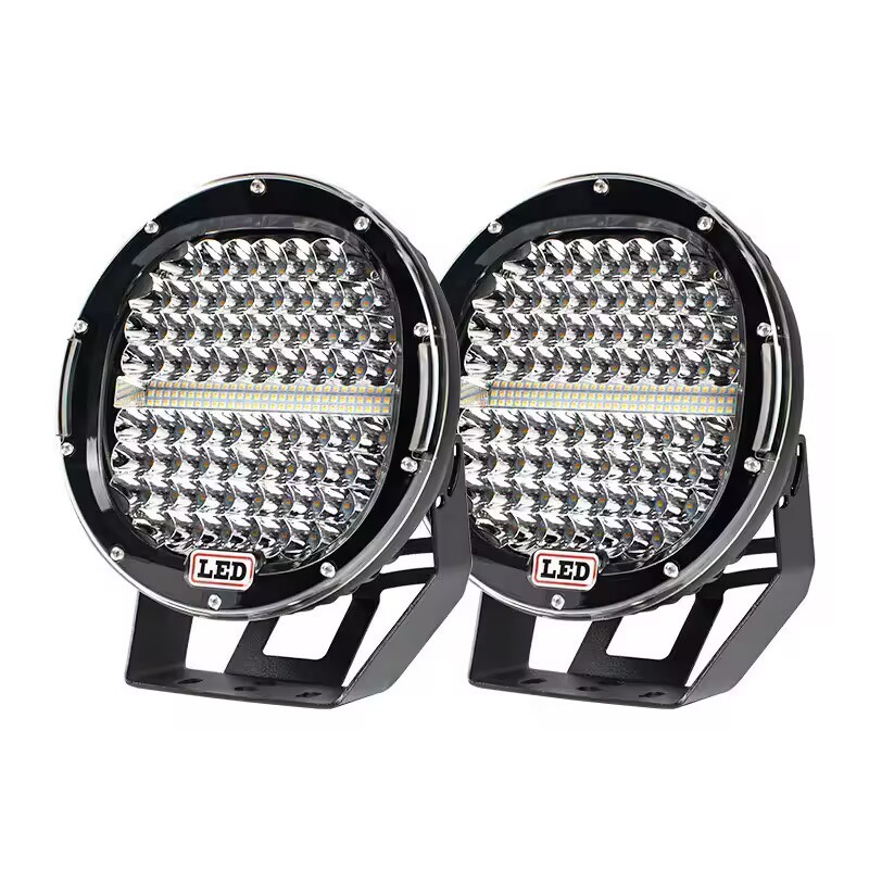 9inch Round Off-Road LED Spotlight, White and Yellow Dual-Color, Three-Wire Connection, Modified Car Light, LED Front Bumper Spotlight
