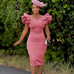 D575跨境独立站欧美夏时尚女装钉珠荷叶袖包臀宴会礼服非洲连衣裙