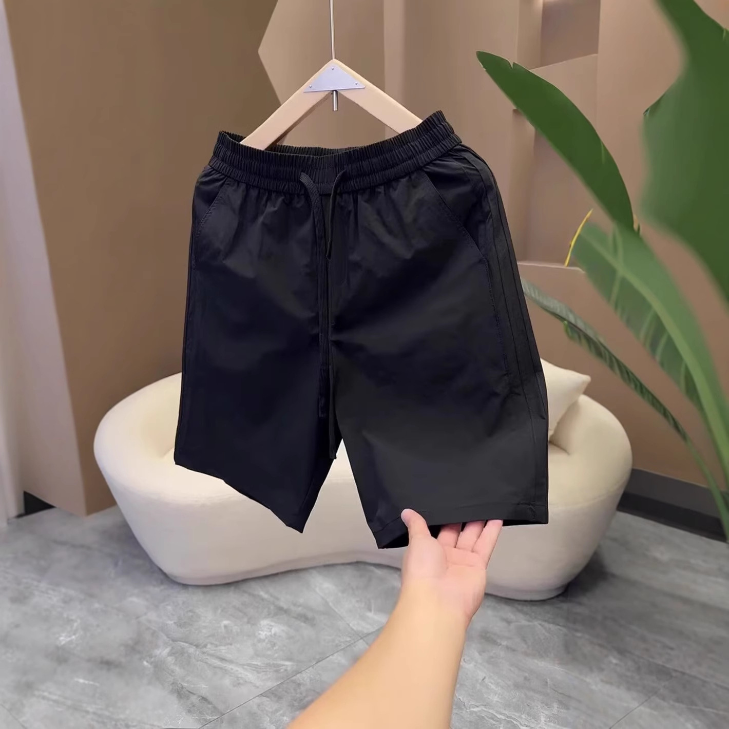 2025 Summer Thin Breathable Simple Solid Color Shorts for Men, Fashionable Trendy Teenagers, Versatile Casual Five-Point Pants