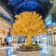 仿真金色榕树金色大树大型许愿树摇钱树发财树展会活动假树装饰