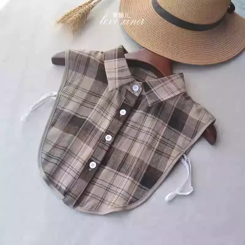 格子假领子女春秋冬韩版简约百搭衬衣领毛衣衬衣装饰尖领假衣领女