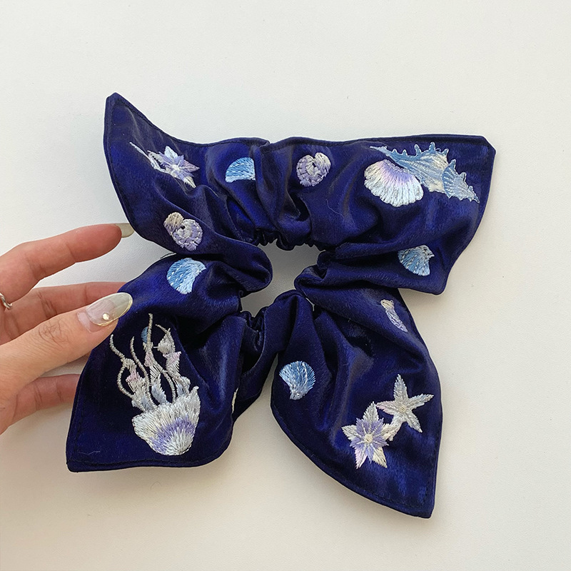 Serie china de bordado de alto nivel de mar nuevo delicado cabello impresión de cabello de alto nivel anillo de cabello de intestino para mujeres