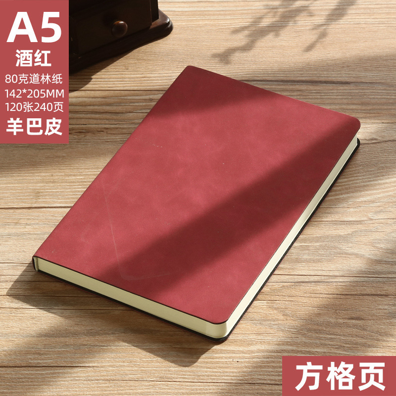 A5 버건디 (체크 무늬 내부 페이지)