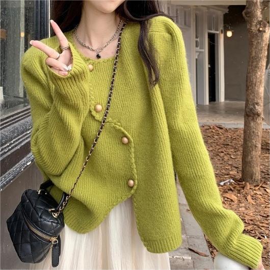 Irregular Lazy Style Knitted Cardigan Jacket, Niche Autumn and Winter New Soft and Cozy Women's Sweater Top with Loose Design Irregular Lazy Style Knitted Cardigan Jacket, Niche Autumn and Winter New Soft and Cozy Women's Sweater Top with Loose Design