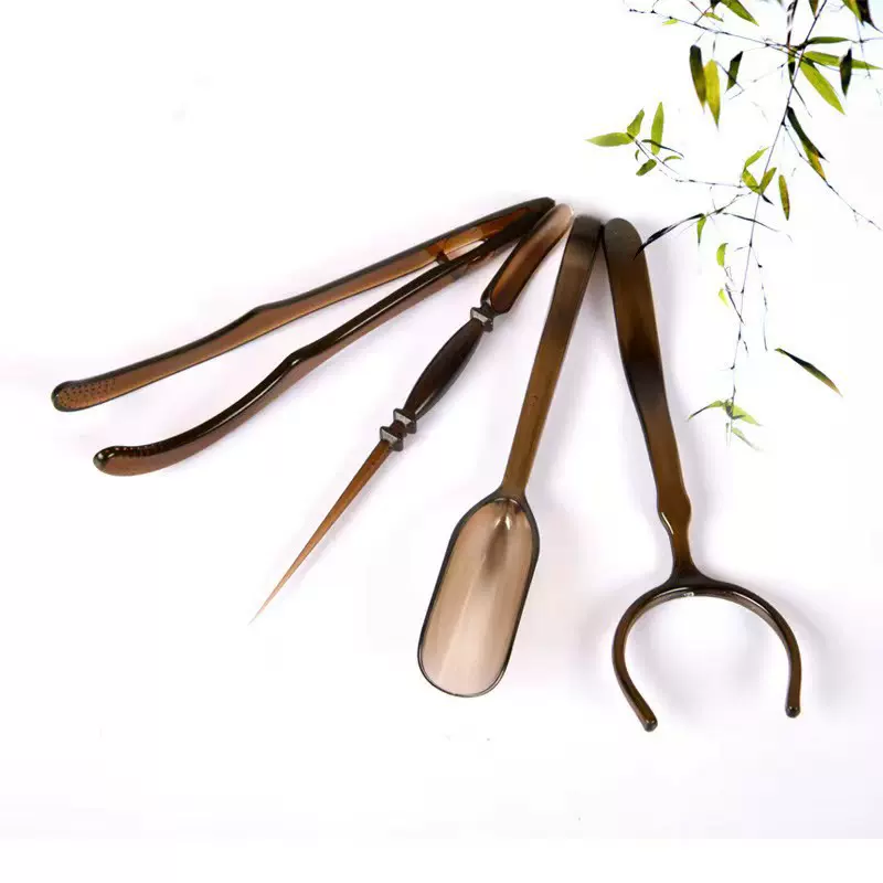 塑料茶道零配六君子四件套功夫茶具实用配件茶匙茶勺茶针茶托茶夹