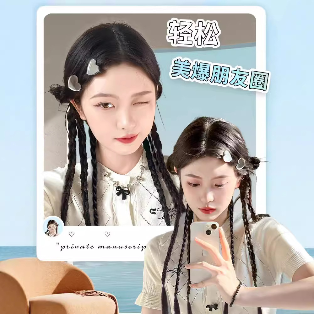 Cony Fake Hair Braid with Claw Clip and High Ponytail - Stylish Ribbon and Braided Hair Accessories for Qipao and Modern Chinese Style
