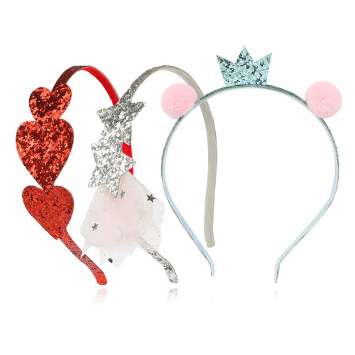 Valentine's Day children's headband bright red glitter pink love ball crown headband sweet girl headband hair accessories
