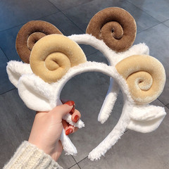 [ ] Goat Horn Headband for Women, Cute Wash Face Hair Clip, Internet-Famous Fairy-Like Hair Tie, Pressed Hairband, Outdoor Headwear