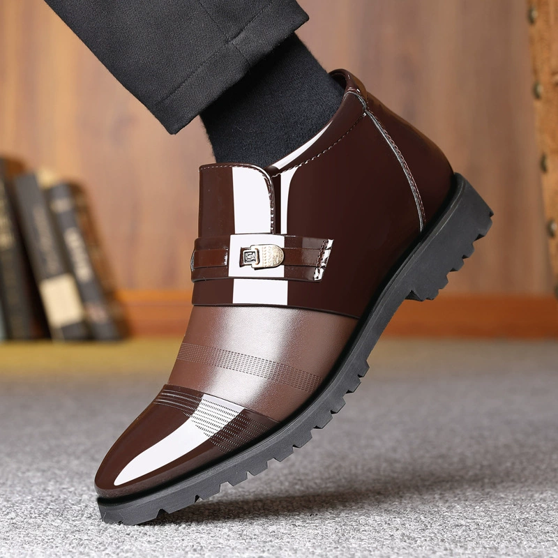 Demi-season Classic Leather Shoes with High-Fleece Warmth, Pointed Toe, 2023 Edition Brown or Black