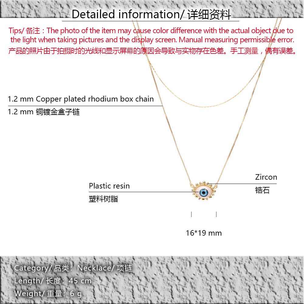 devilu0027s eye resin pendant double layered copper necklace wholesale nihaojewelry