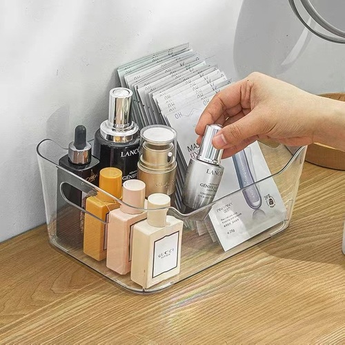 Transparent plastic cosmetic storage box kitchen storage organization carry-on storage basket home miscellaneous clothing storage box