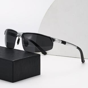 New retro polarized men's sunglasses aluminum magnesium half frame driver driving sunglasses outdoor sports cycling glasses