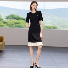 AD黑色连衣裙女2025新款夏季小香风气质名媛高级感小众不撞款短裙
