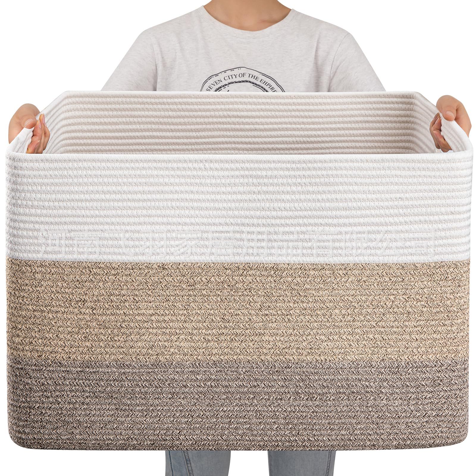 Source manufacturers Amazon explosions household goods storage magazine storage basket color matching foldable cotton rope storage basket