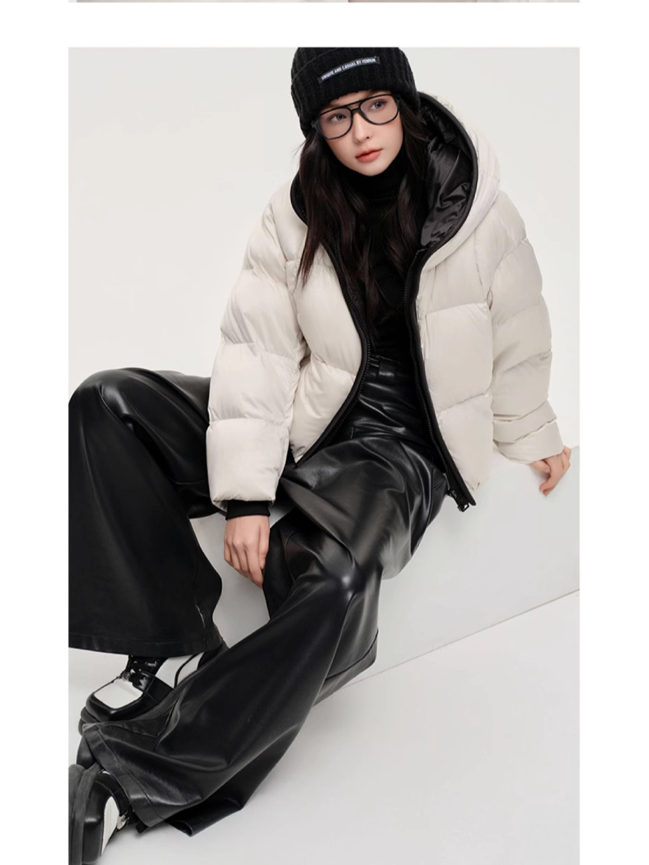 Ropa de exterior 2026 para mujeres pequeñas, chaqueta gruesa de algodón con capucha, estilo corto, resistente al viento, práctica para el invierno, versátil.