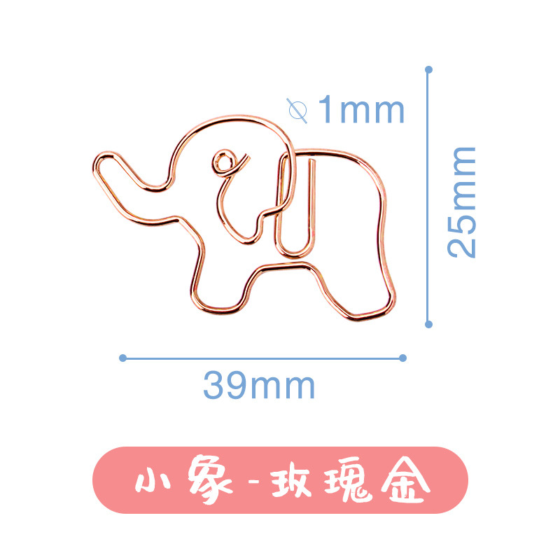 Stagton creativo animal clip de papel Meow cachorro ciervo elefante clip de papel de color en forma de metal clip de papel